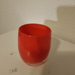 Glassybaby Red Hand Blown Pre-triskelion Votive Candle Holder Seattle Sunset Nwt